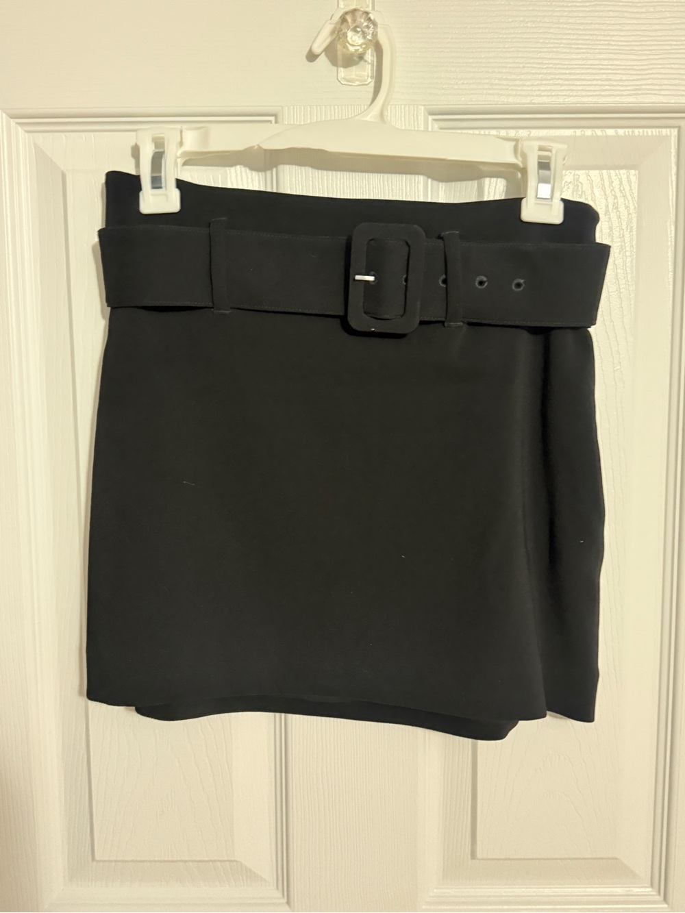 Express Black Belted Mini Skirt